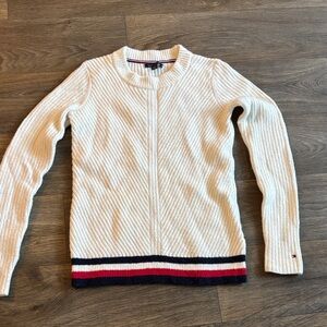 Tommy Hilfiger Cream Sweater with Red and Navy Trim